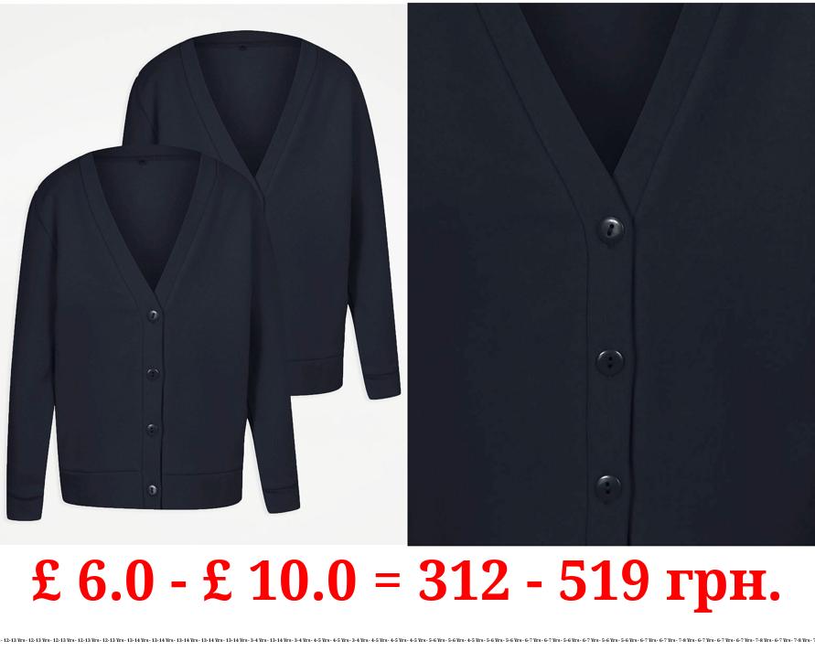 Navy Girls Jersey School Cardigan 2 Pack