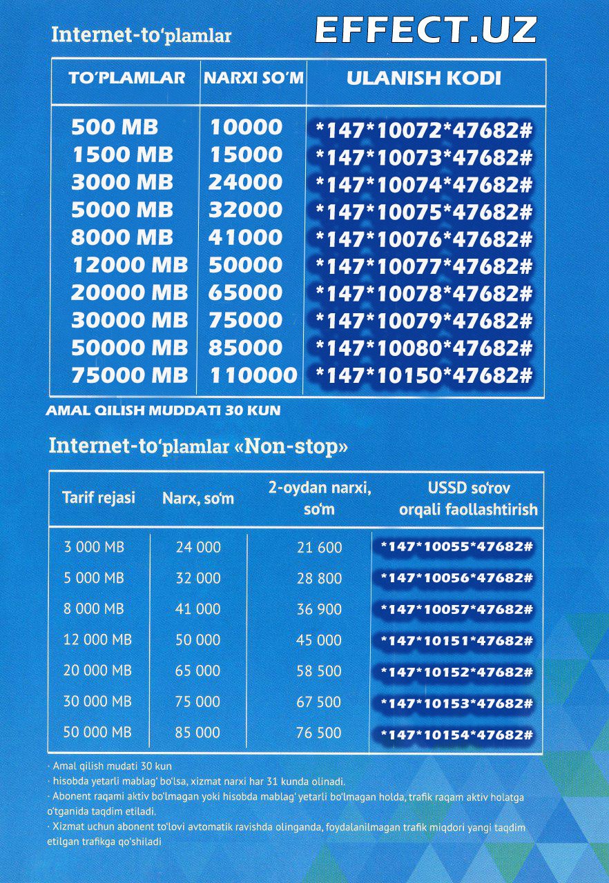 Uzmobile internet paket