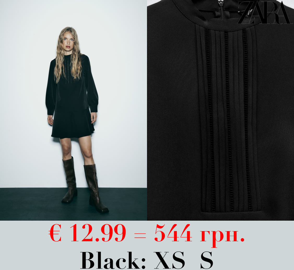 PINTUCKED DRESS WITH LACE TRIMS