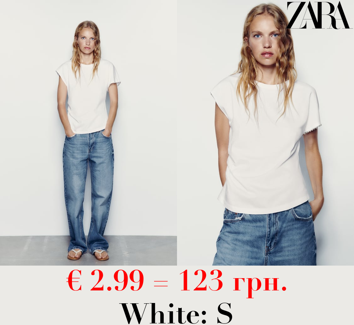 GATHERED RHINESTONE T-SHIRT