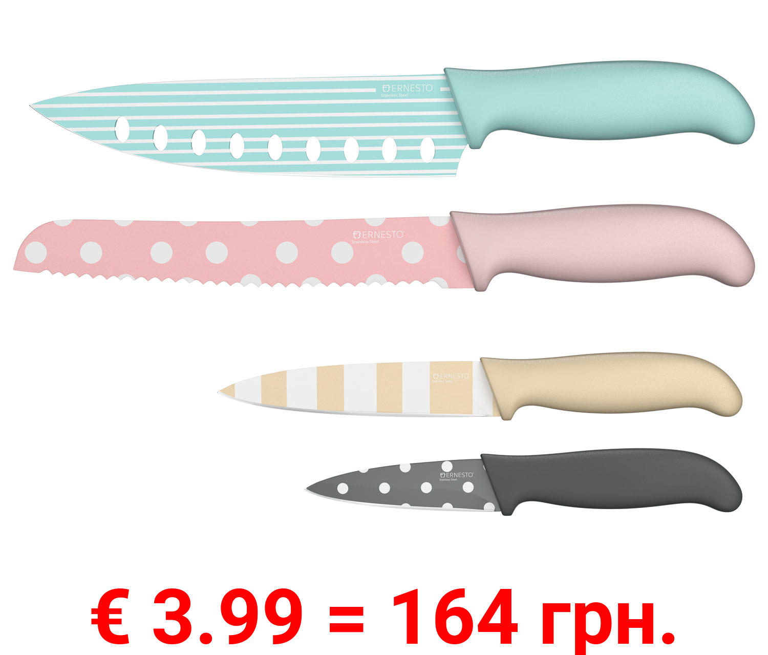 ERNESTO® Messerset, mit antihaftbeschichtete Klingen, 4-teilig