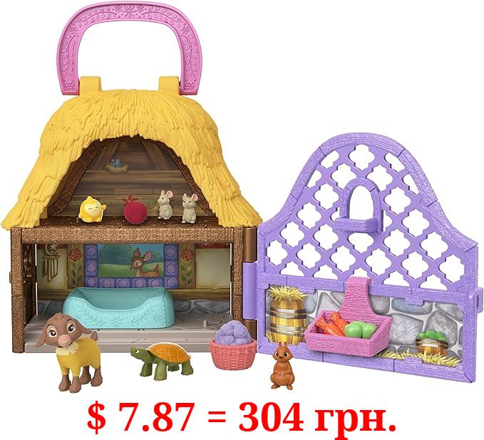 Mattel Disney Wish Mini Doll Playset, Star & Valentino of Rosas Portable Set with Valentino The Goat & Star Toy Figures & 10 Accessories, Travel Toys