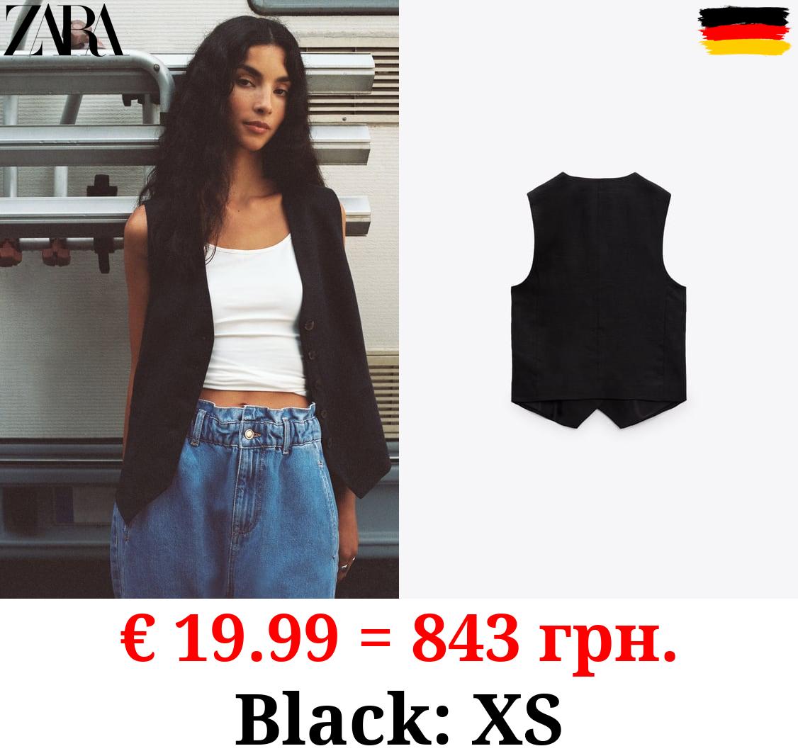 TAILORED LINEN BLEND WAISTCOAT