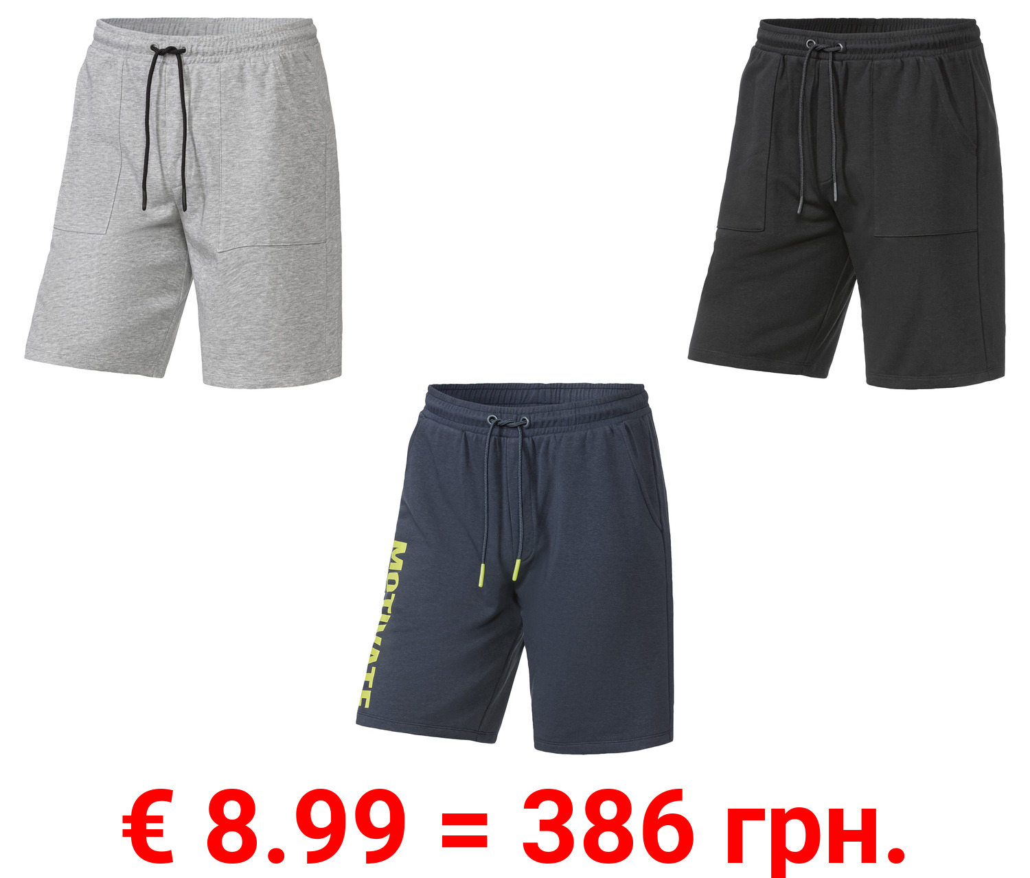 CRIVIT Herren Sweatshorts mit Baumwolle