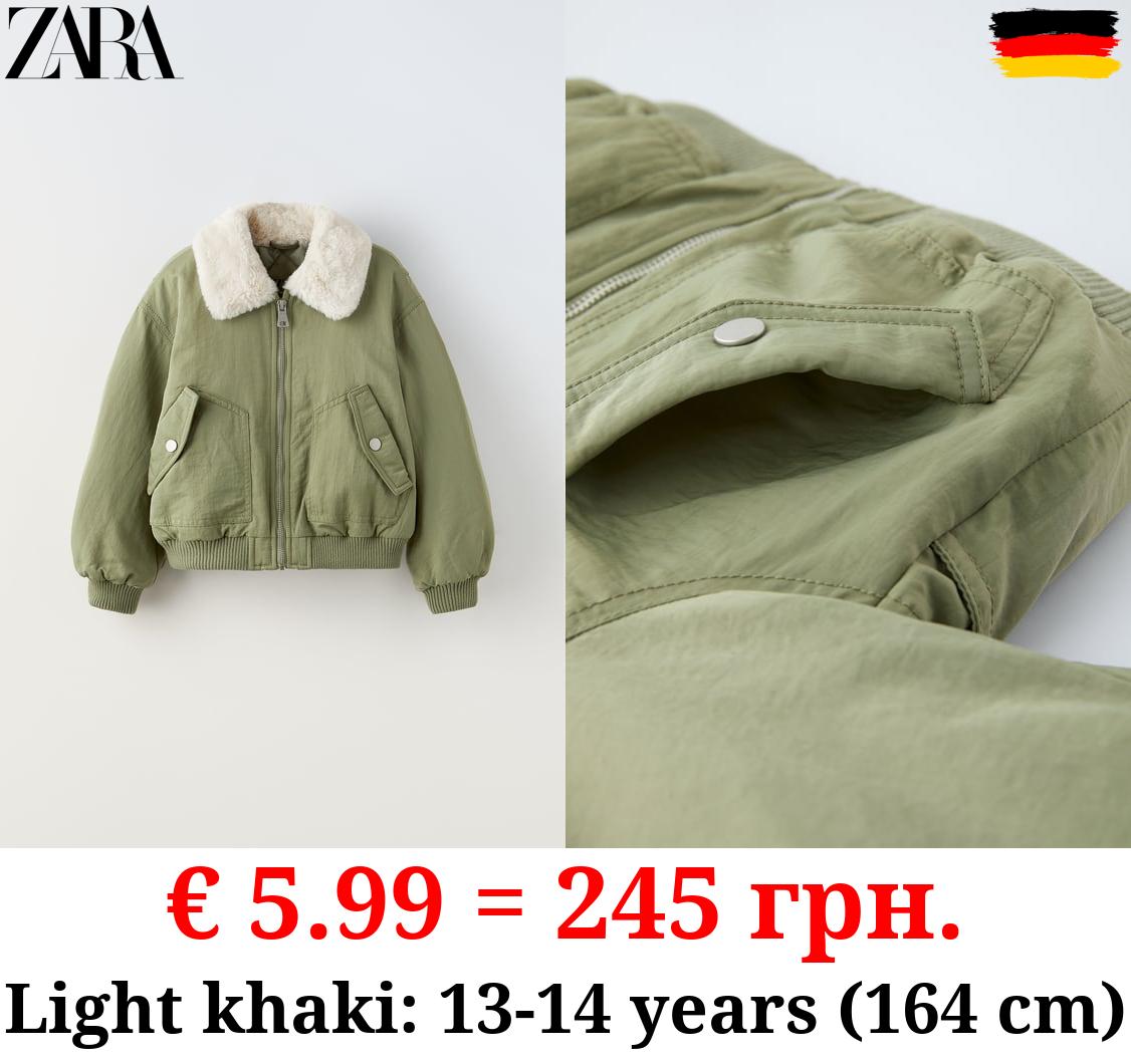 BOMBER JACKET WITH FAUX FUR COLLAR