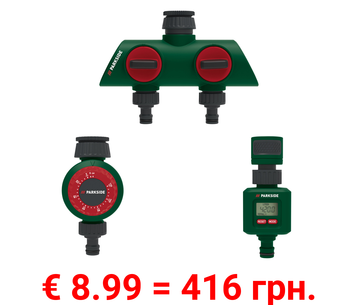 PARKSIDE® 2-Wege-Verteiler / Bewässerungsuhr / Wassermengenzähler