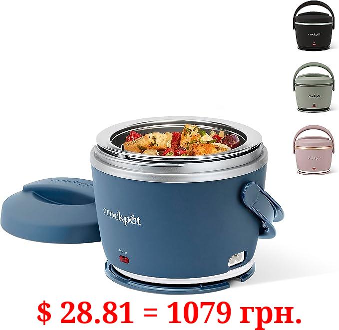 Crock-Pot Electric Lunch Box, Portable Food Warmer for Travel, Car, On-the-Go, 20-Ounce, Faded Blue | Keeps Food Warm & Spill-Free | Dishwasher-Safe | Gifts for Women, Men