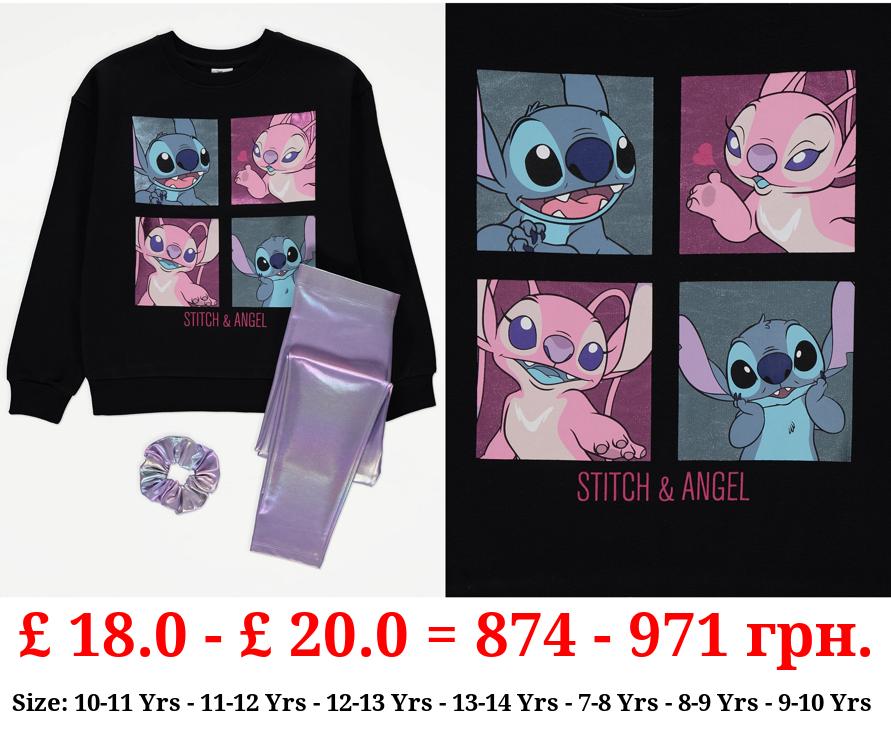 Disney Lilo & Stitch Sweatshirt Shimmer Leggings and Scrunchie Outfit
