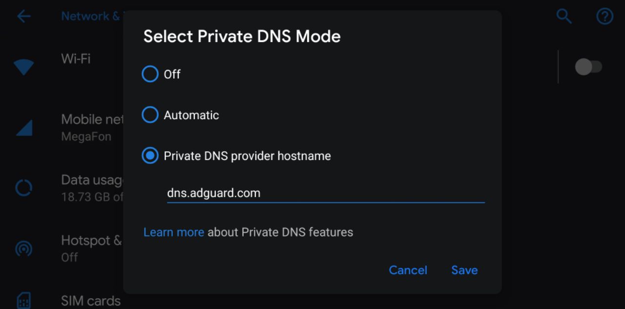 Как заблокировать рекламу при помощи Adguard DNS в Android