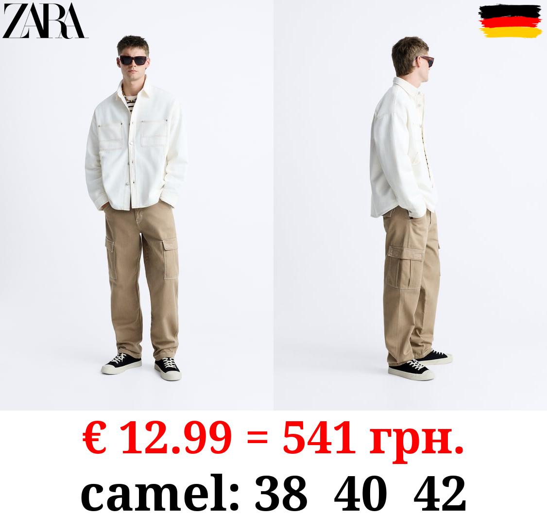 CARGO TROUSERS WITH CONTRAST TOPSTITCHING