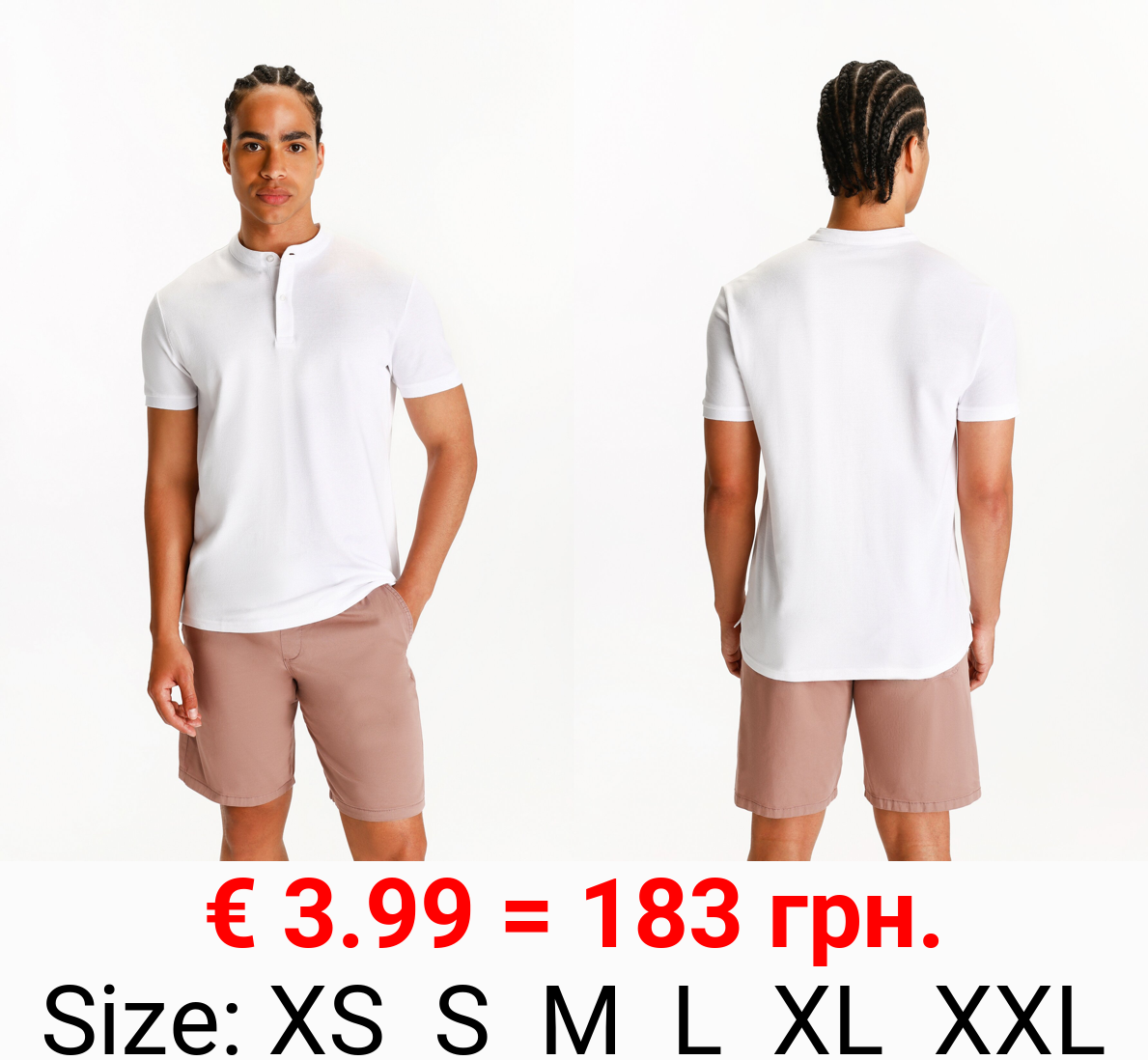 Mandarin collar polo shirt