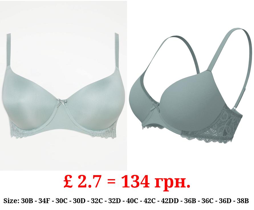 Sage Green Padded Lace T-Shirt Bra