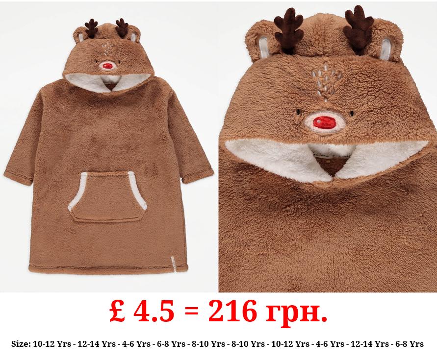Brown Reindeer Christmas Snuggle Hoodie
