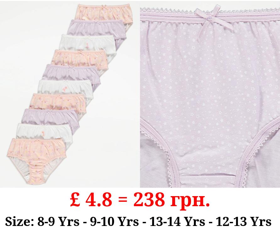 Ballerina Print Briefs 10 Pack