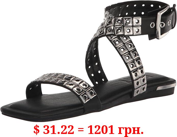DKNY Women's Studded Buckle Flat Sandal Heeled