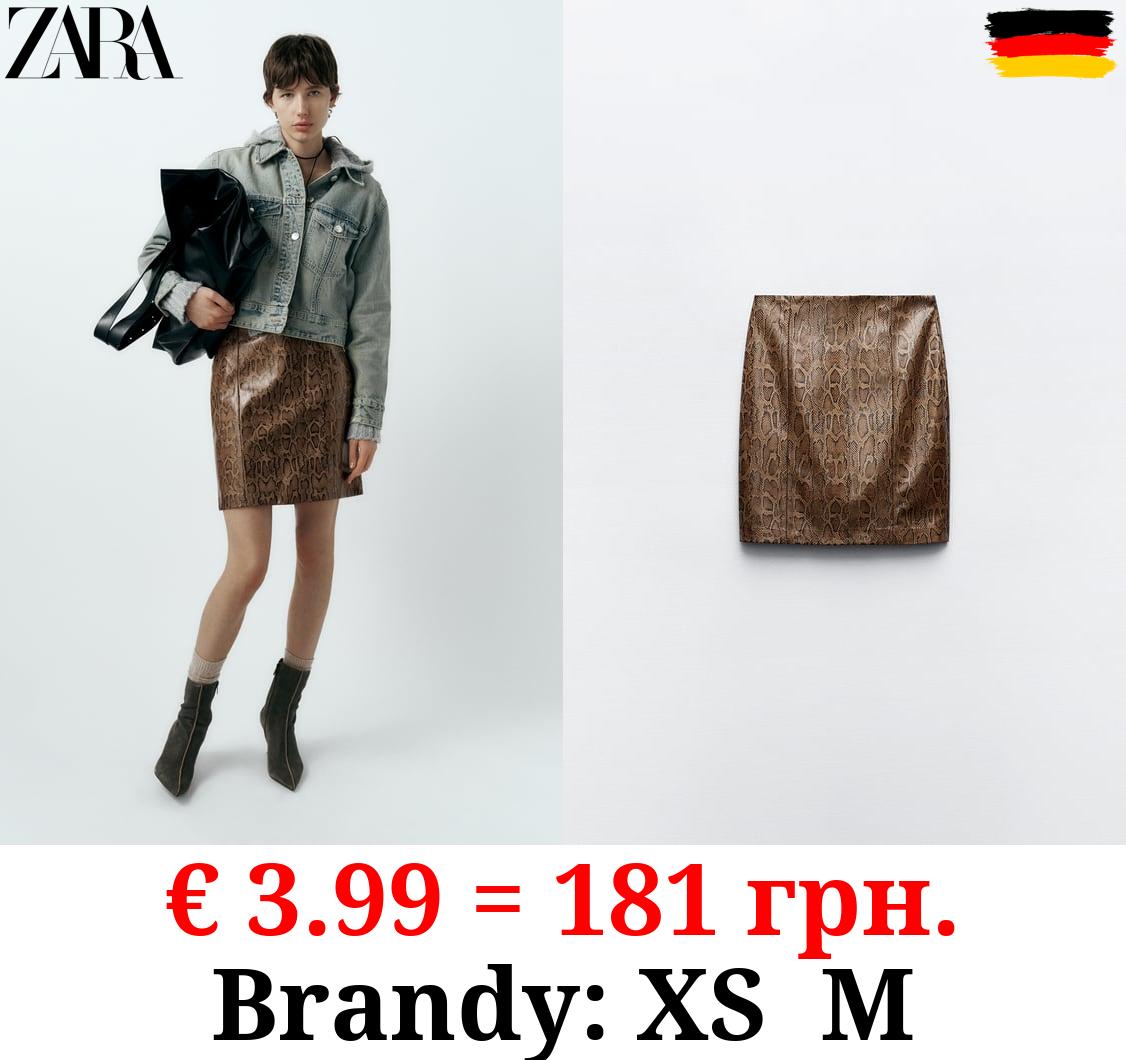 SNAKESKIN PRINT LEATHER EFFECT SKIRT