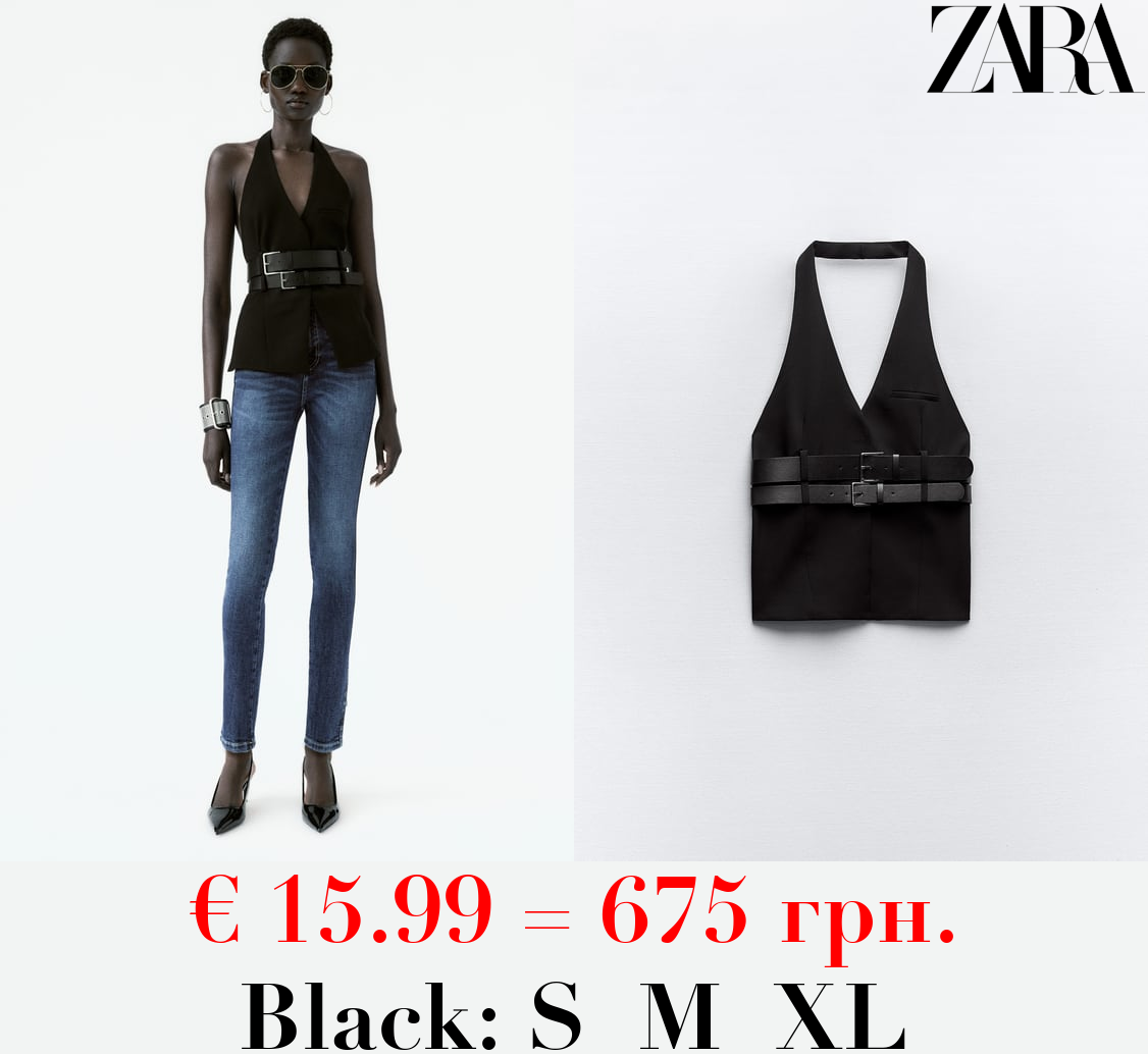 BELTED HALTERNECK WAISTCOAT TOP