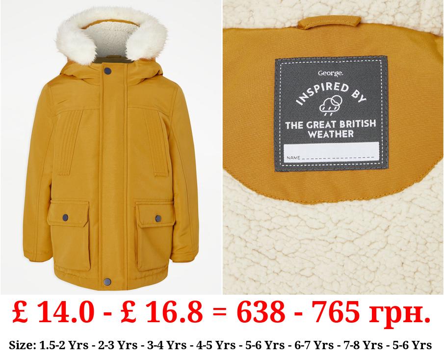 Ochre Fur Trim Parka Coat
