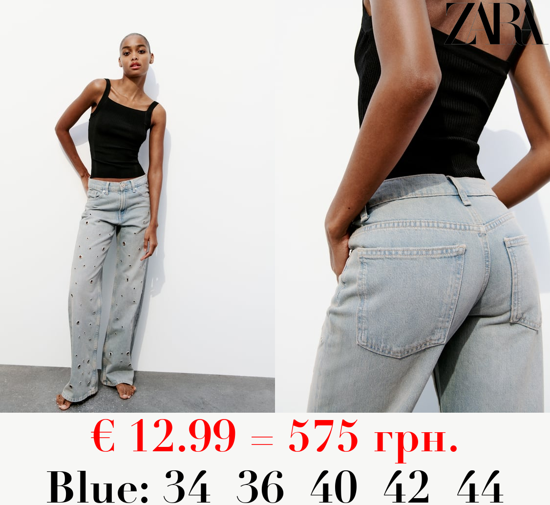 TRF EYELET HIGH-WAIST JEANS