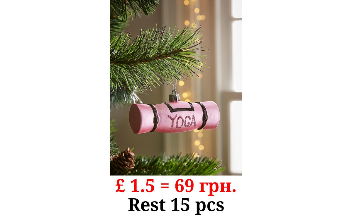 Pink Yoga Mat Christmas Bauble