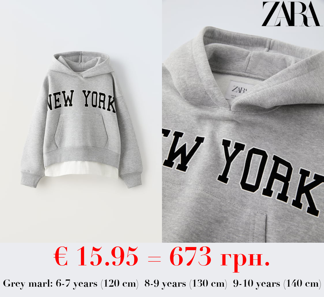FLOCKED CONTRAST SLOGAN HOODIE