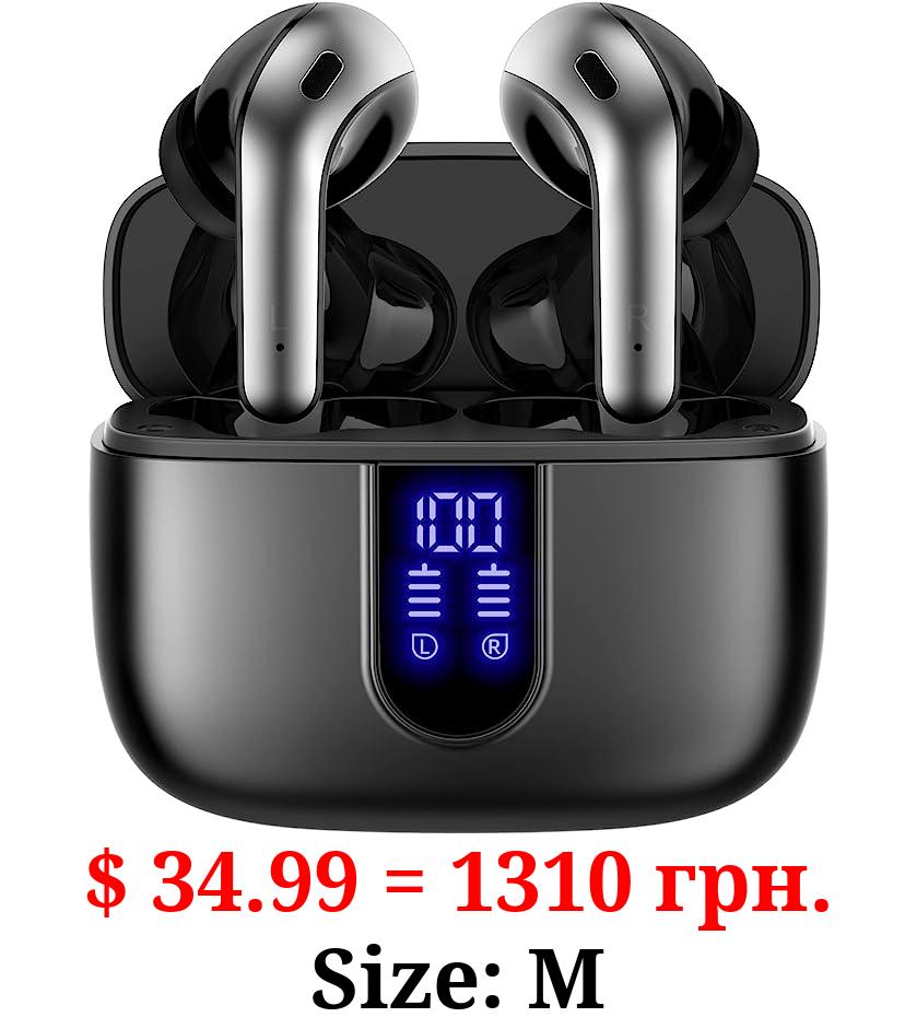 TAGRY Bluetooth Headphones True Wireless Earbuds 60H Playback LED Power Display with Wireless Charging Case IPX5 Waterproof in-Ear Earbuds with Mic for TV Smart Phone Computer Laptop Sports