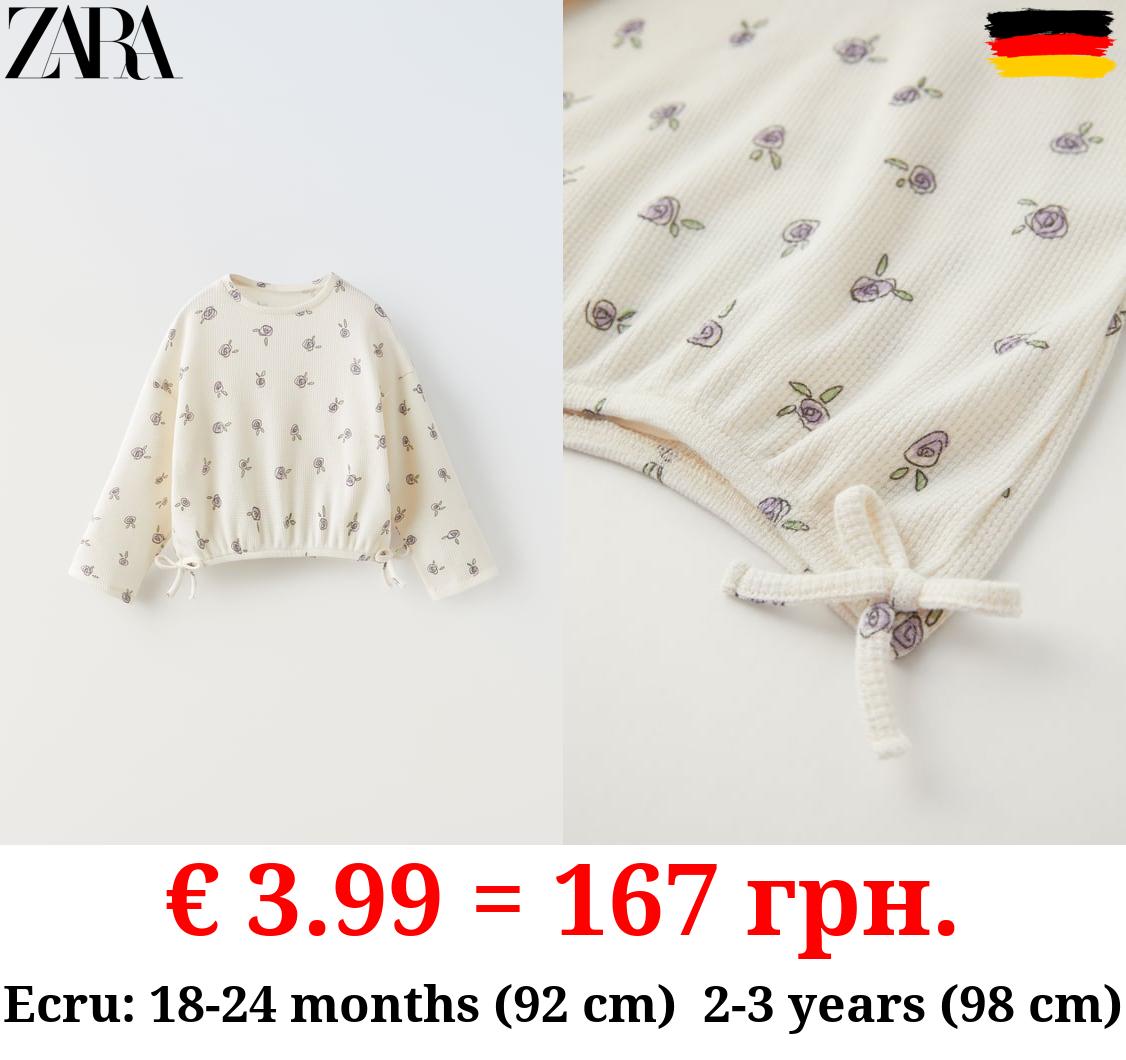 WAFFLE-KNIT FLORAL T-SHIRT