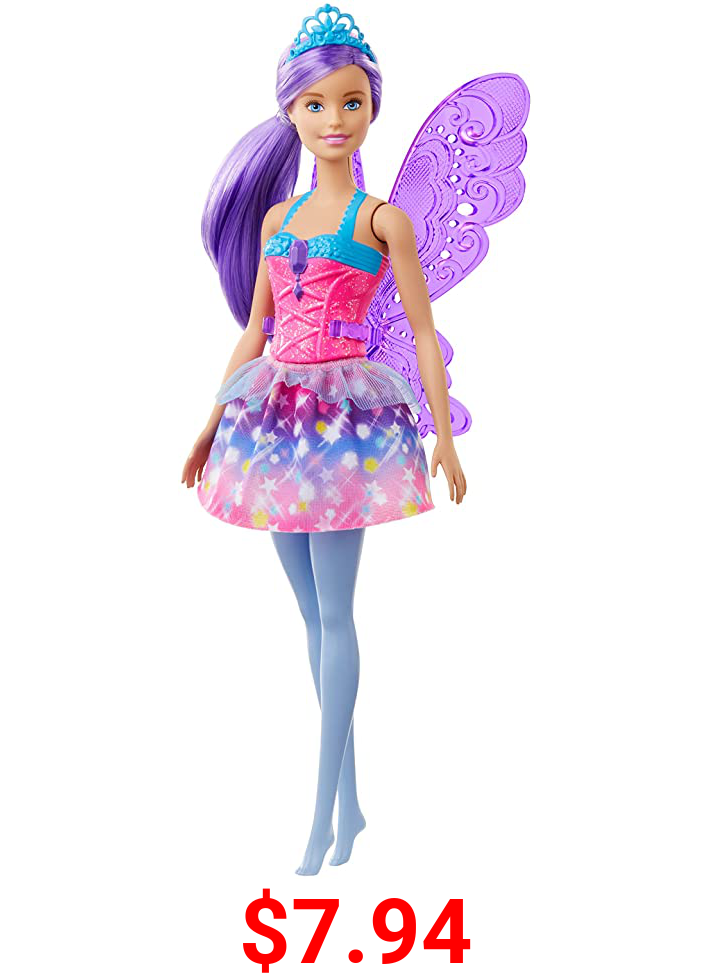 Barbie Dreamtopia Fairy Doll, 12-inch, Purple Hair, with Wings and Tiara, Gift for 3 to 7 Year Olds
