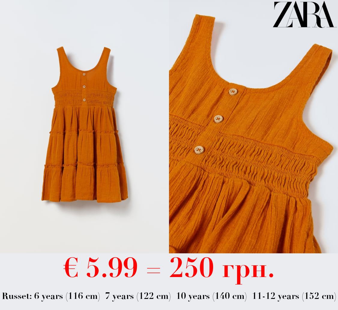 LINEN BLEND TIERED DRESS