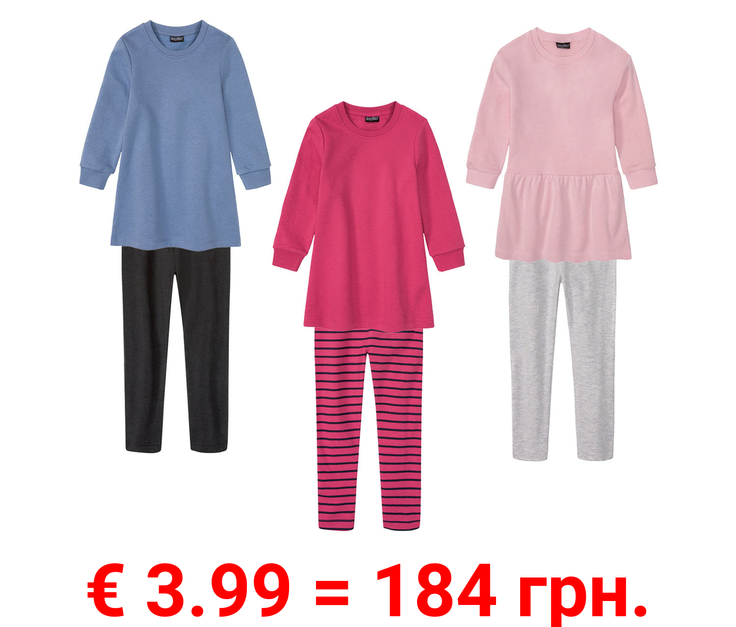 lupilu® Kleinkinder Sweatkleid und Leggins, 2-teiliges Set