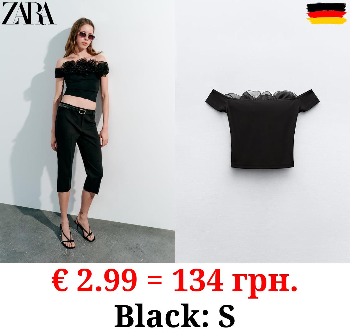 ORGANZA FLOWER CROP TOP