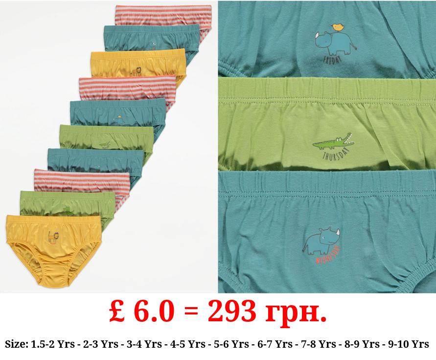 Bright Animal Days of the Week Briefs 10 Pack