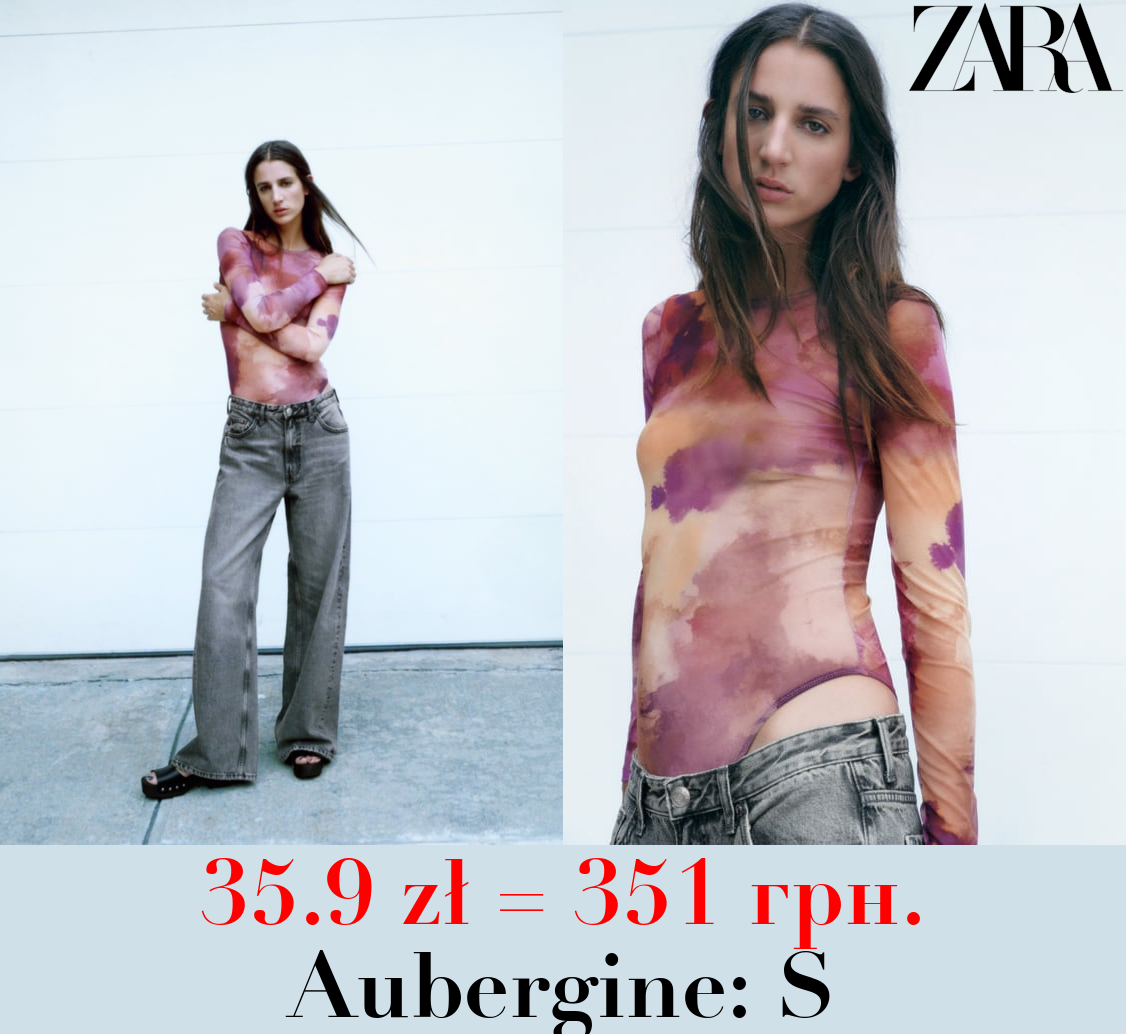 PRINTED TULLE BODYSUIT