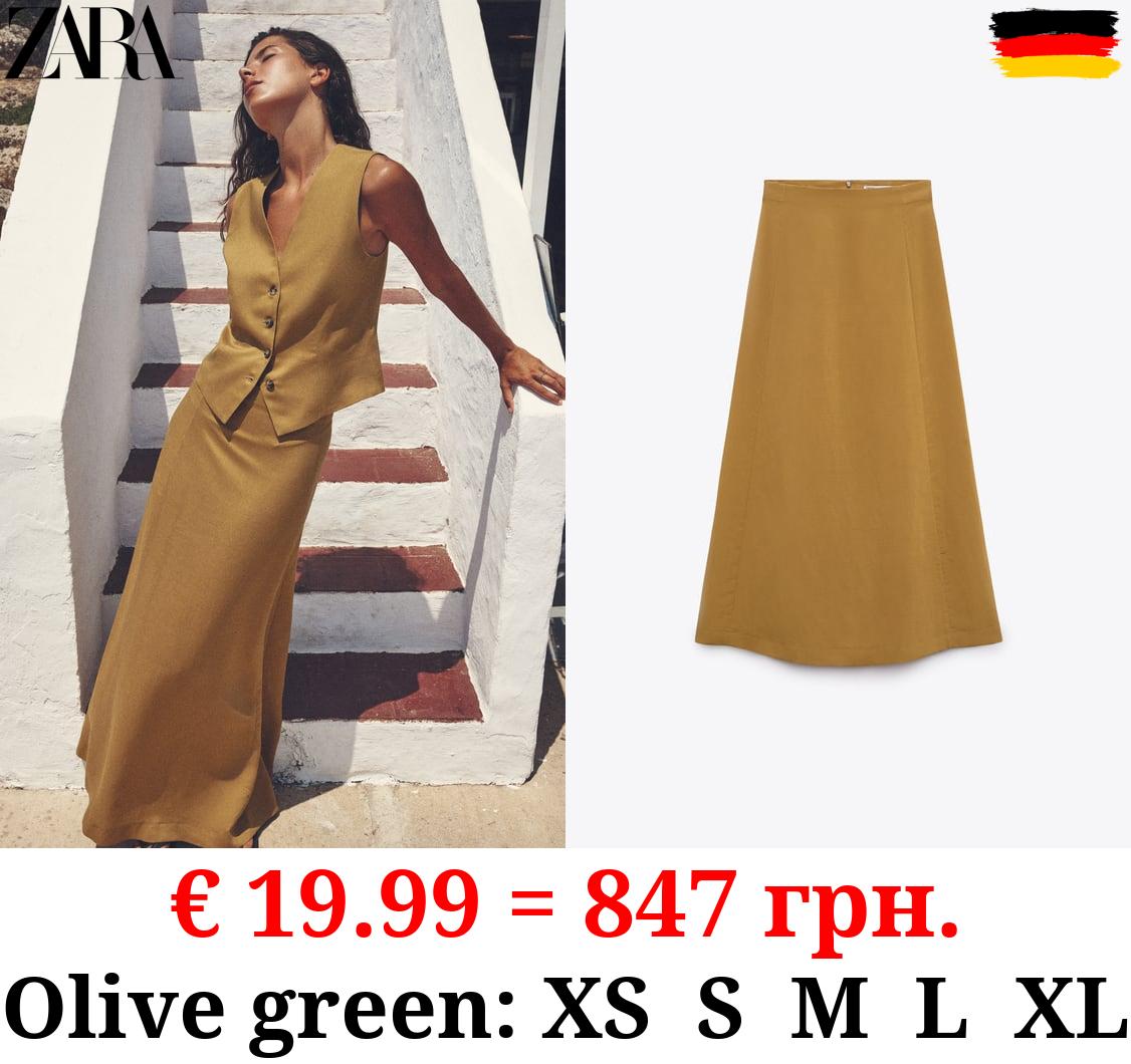 LINEN BLEND MIDI SKIRT