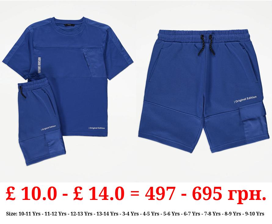 Blue Future Division T-Shirt and Cargo Shorts Outfit