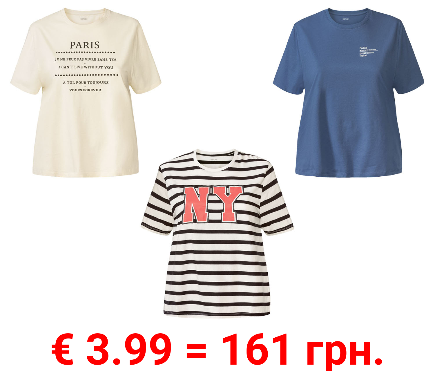 esmara® Damen T-Shirt, aus reiner Baumwolle