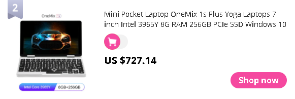Mini Pocket Laptop OneMix 1s Plus Yoga Laptops 7 inch Intel 3965Y 8G RAM 256GB PCIe SSD Windows 10 Touch Screen Notebook
