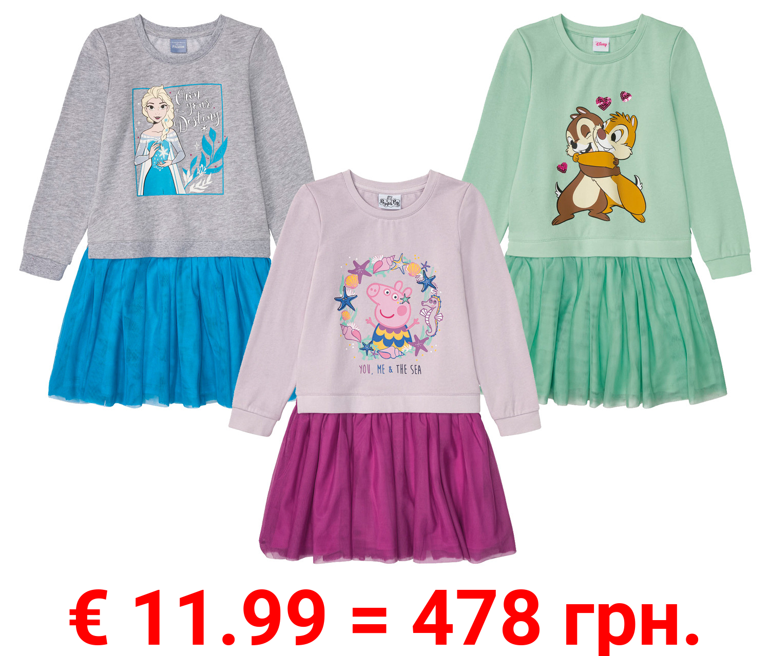 Kleinkinder Kinder Mädchen Sweatkleid mit Tüllrock