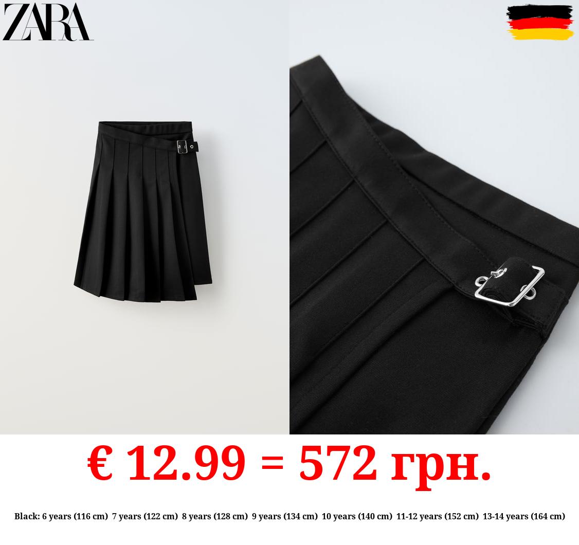 BOX PLEAT MIDI SKIRT WITH BUCKLE