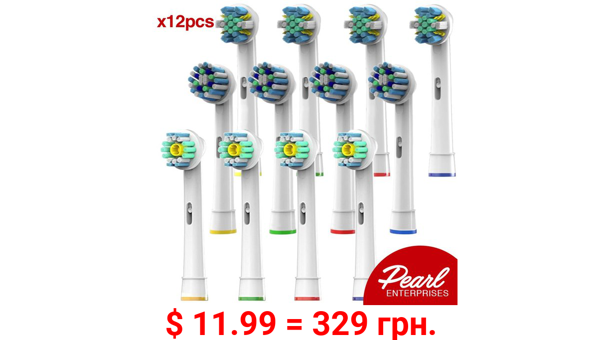 Replacement Brush Heads Compatible with Oral B Braun Electric Toothbrush 12 pk Assorted Action Style, 4 Floss, 4 Cross, 4 Pro White Fits Oralb Braun Pro 7000, 1000, 8000, 9000, 1500,5000,Kids,Vitality