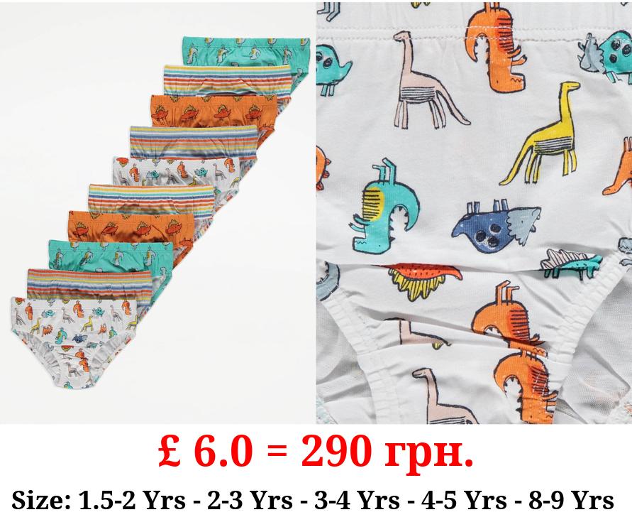 Bright Dinosaur Briefs 10 Pack