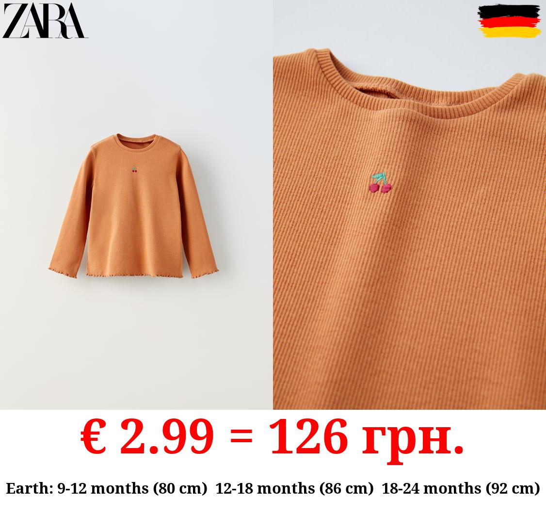 EMBROIDERED RIBBED T-SHIRT