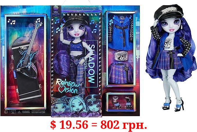 Rainbow High Vision and Neon Shadow-Uma Vanhoose (Neon Blue) Posable Fashion Doll. 2 Designer Outfits to Mix & Match, Rock Band Accessories Playset, Great Toy Gift for Kids 6-12 Years & Collector