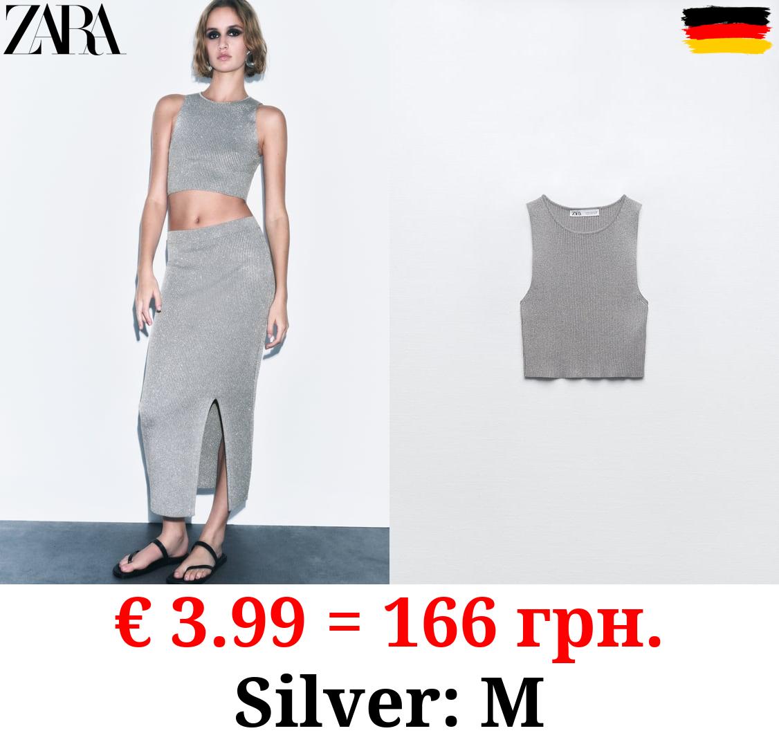 METALLIC THREAD KNIT CROP TOP