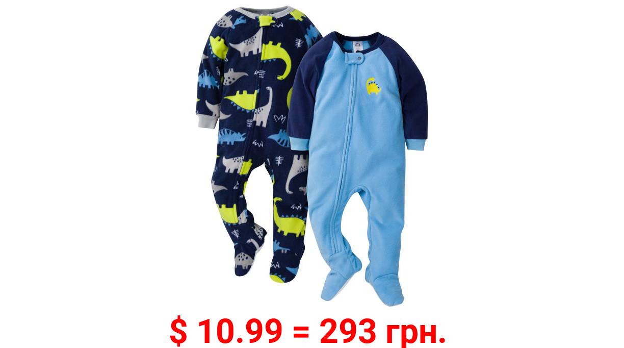 Gerber Baby Boy Microfleece Blanket Sleeper Pajama Mulipack, 2-Pack (0-24 Months)