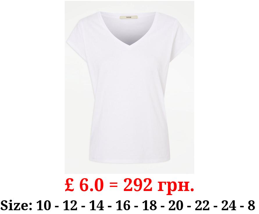 White V Neck Cotton T-Shirt
