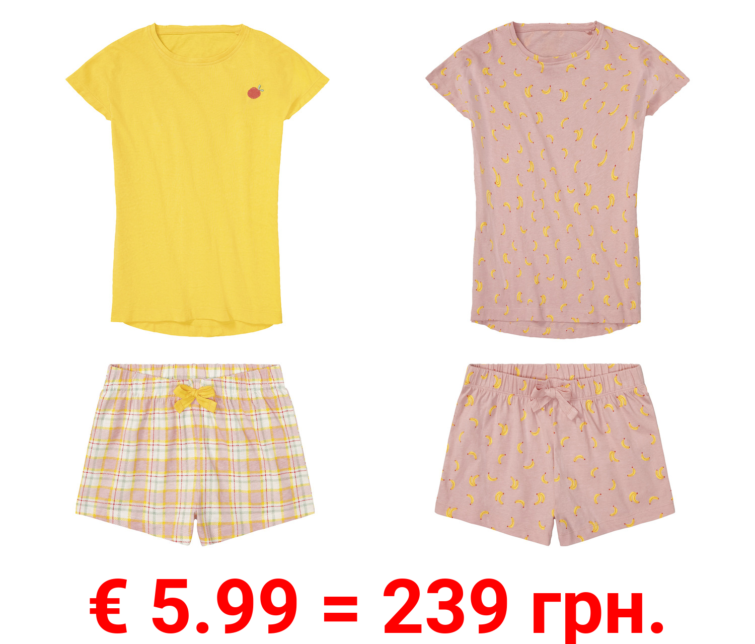 pepperts!® Kinder Mädchen Pyjama aus reiner Bio-Baumwolle