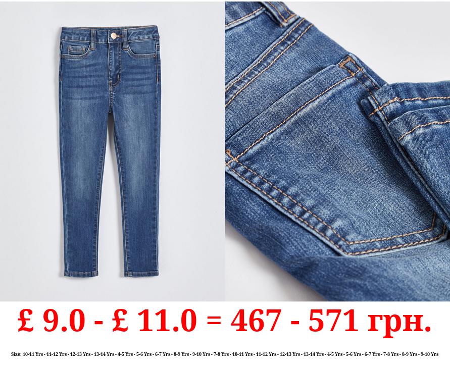 Blue Mid Wash Skinny Jeans