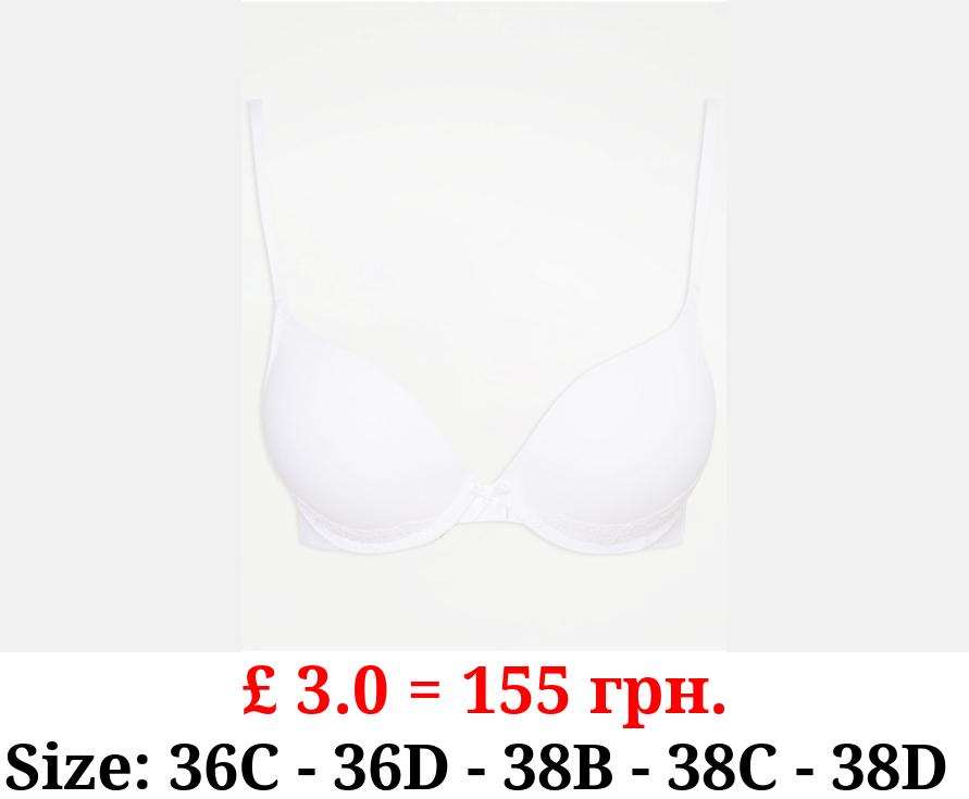 White 2 Sizes Bigger Plunge Bra