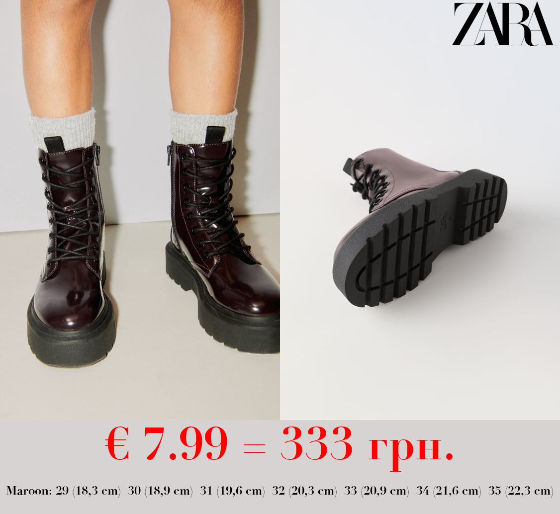 FAUX PATENT ANKLE BOOTS